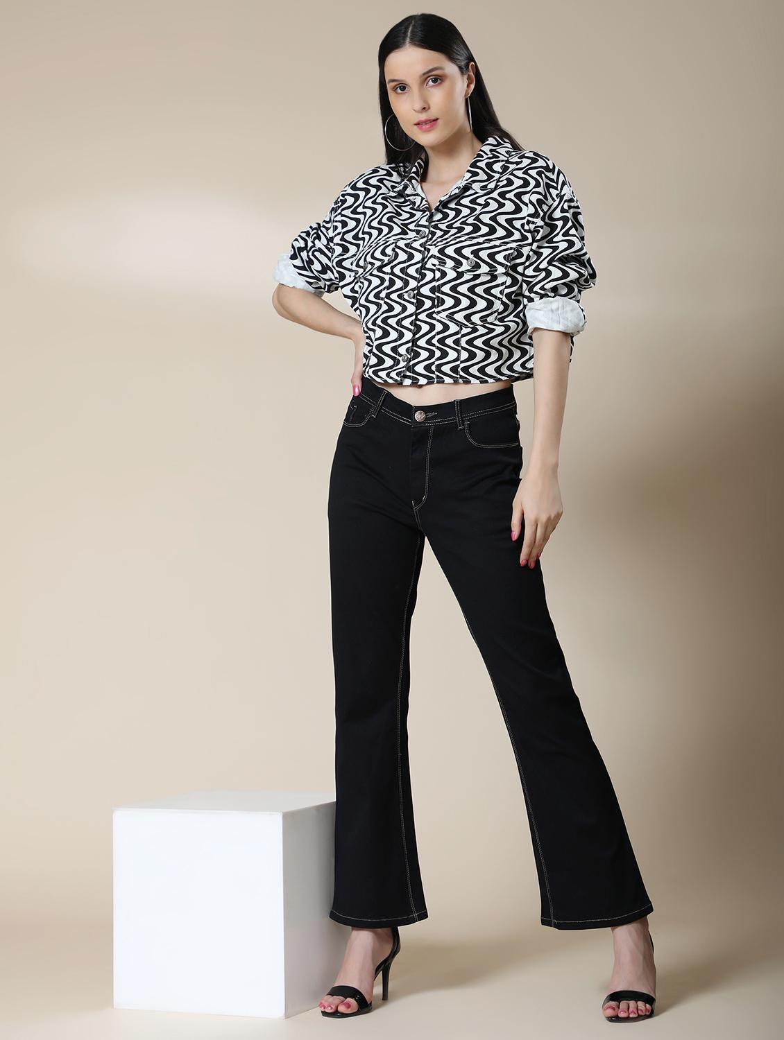 women's plain straight fit jeans - 20386579 - Standard Image - 3