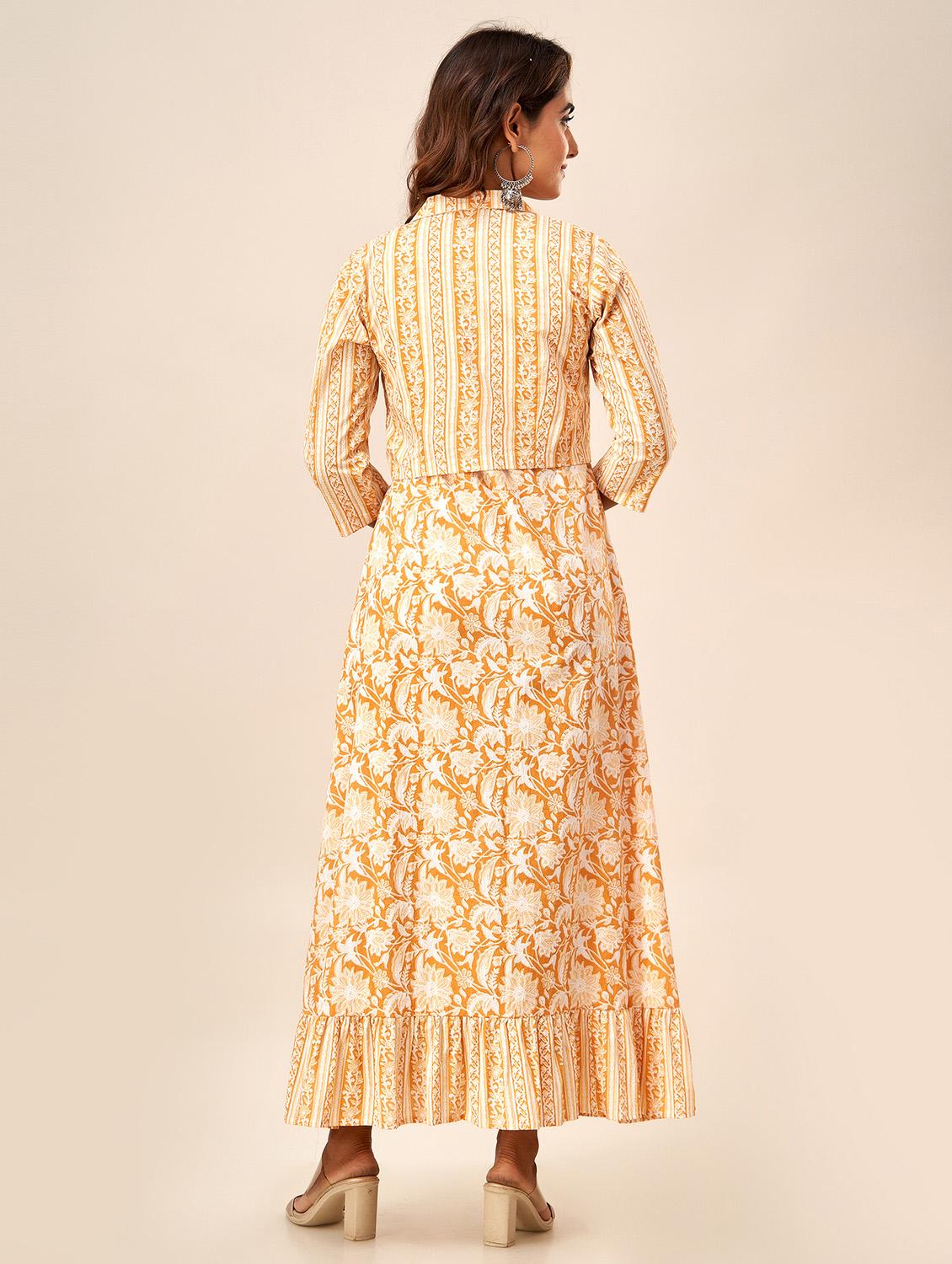 women floral printed tiered ethnic dress with jacket - 20390201 - Standard Image - 3