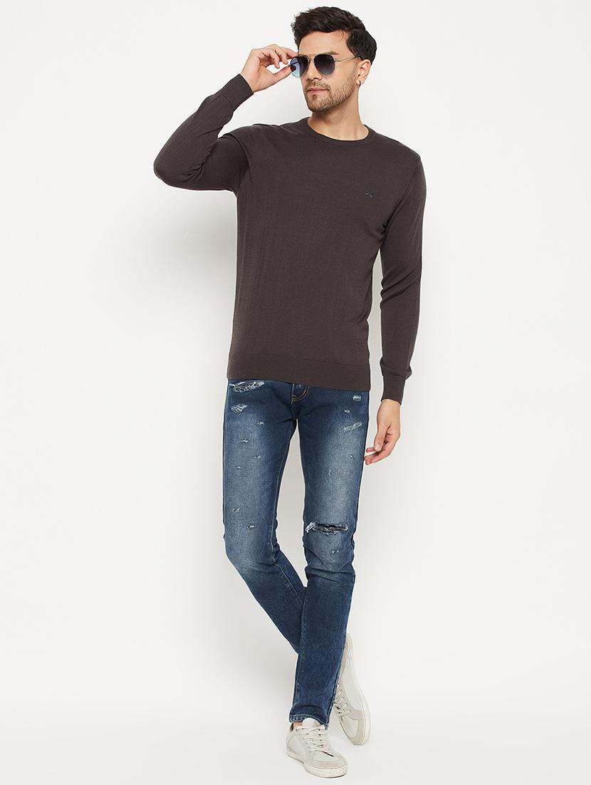 grey wool blend pullover - 20396750 - Zoom Image - 3