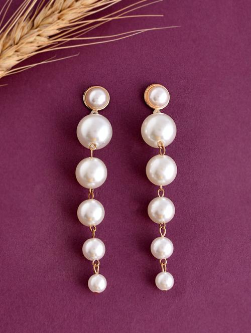 white stainless steel drop earrings - 20404952 - Standard Image - 0