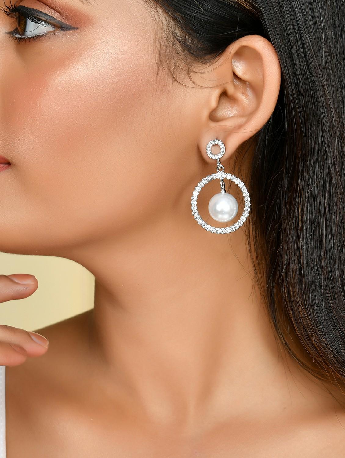 silver stainless steel drop earring - 20404957 - Standard Image - 3