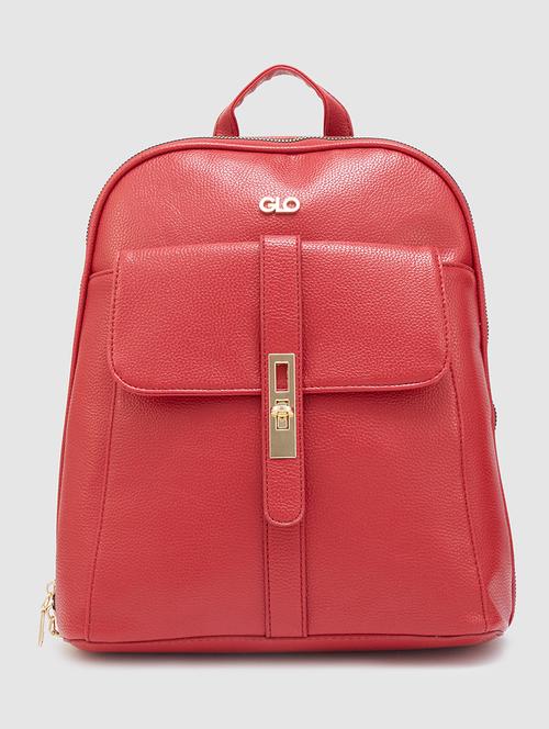 red solid leatherette regular backpack - 20405739 - Very Small Image - 1