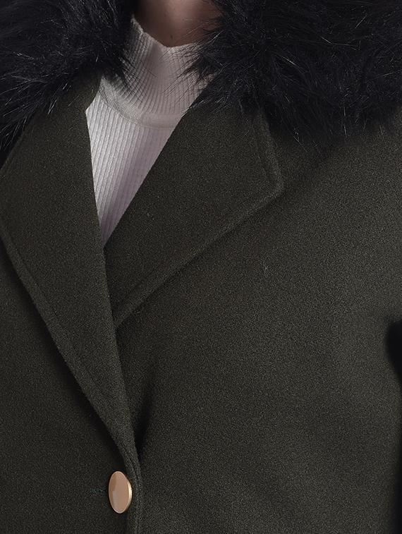 green solids full sleeves trench coat - 20417444 - Standard Image - 5