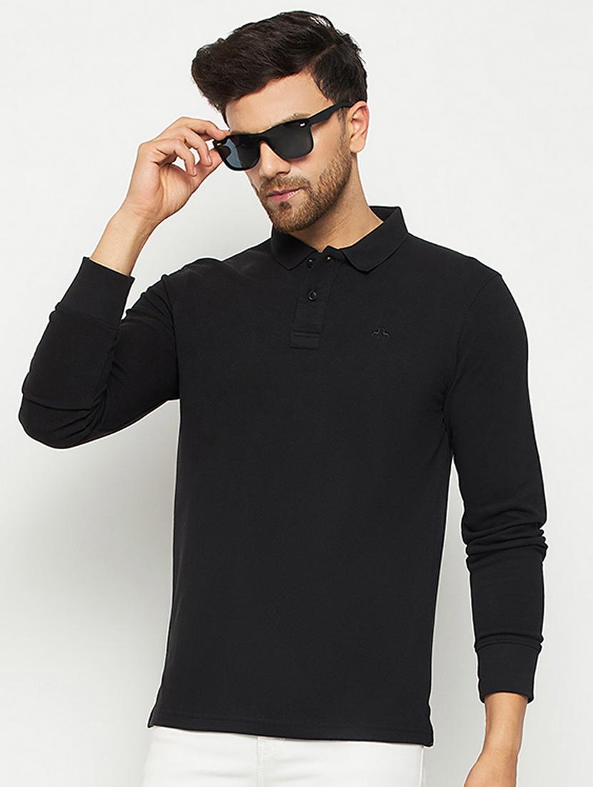 solid long sleeves polo t-shirt - 20418911 - Zoom Image - 0
