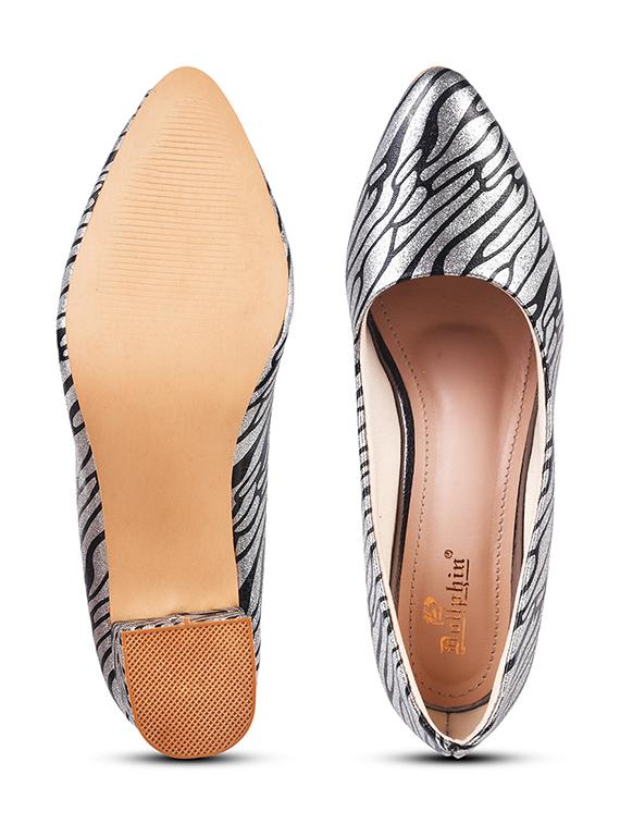 black and silver slip on pump - 20429730 - Standard Image - 5