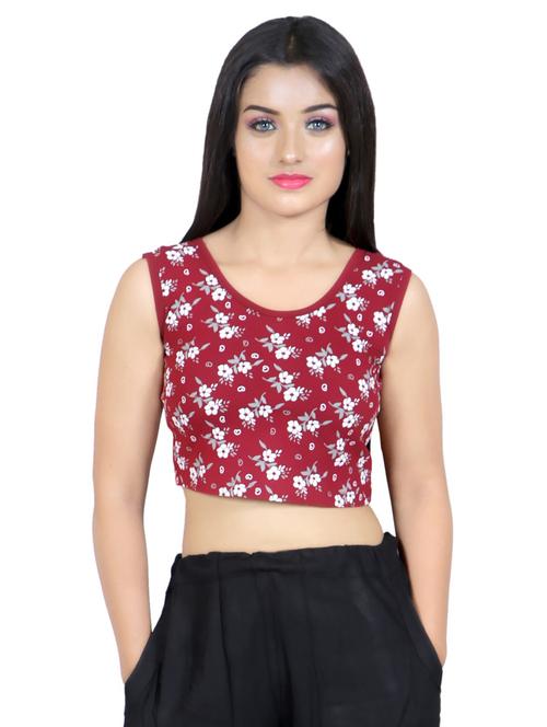 women maroon round neck stitched blouse - 20429968 -  Standard Image - 0