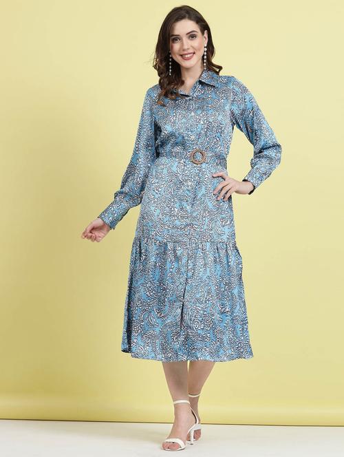 blue printed shirt dress - 20436071 - Standard Image - 0