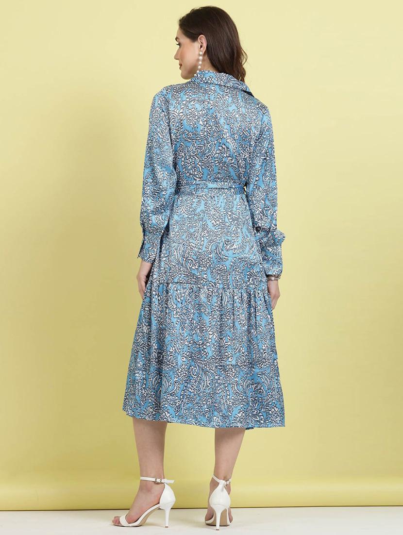 blue printed shirt dress - 20436071 - Standard Image - 3