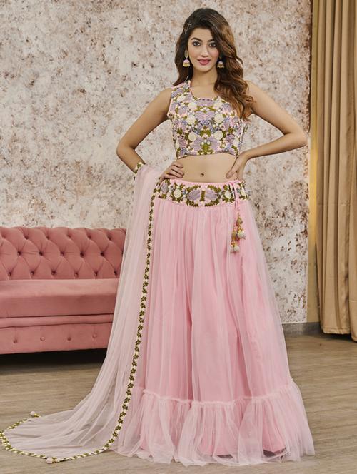 women pink stitched lehenga choli with dupatta - 20446496 - Very Small Image - 1