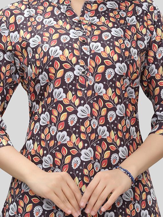 women multi color mandarin neck a-line kurti - 20448891 - Zoom Image - 4