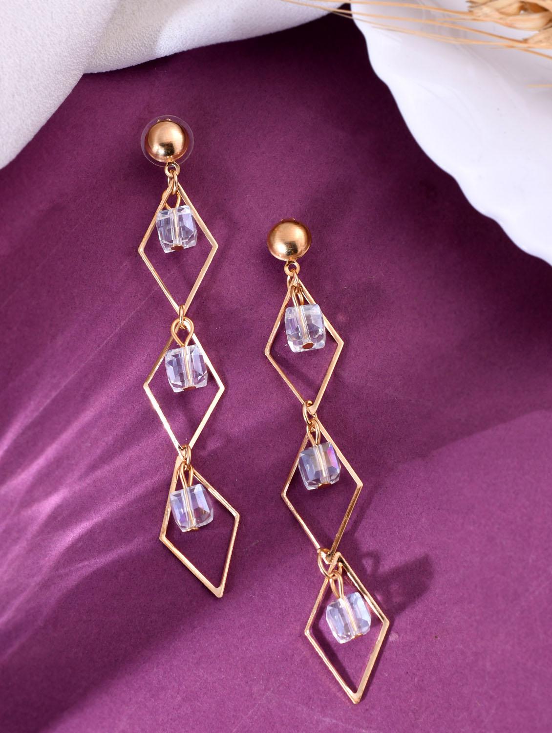 voj women gold plated flower beads drop studs earring - 20451429 - Zoom Image - 0