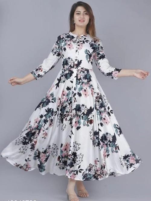 floral printed flared ethnic dress - 20457989 - Standard Image - 0