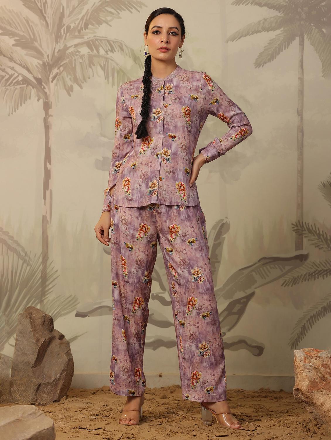 women lavender floral print co-ord sets - 20458205 -  Zoom Image - 0