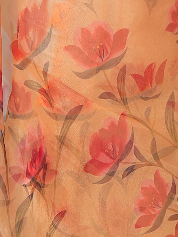 women's floral orange colored saree with blouse - 20474182 - Standard Image - 5