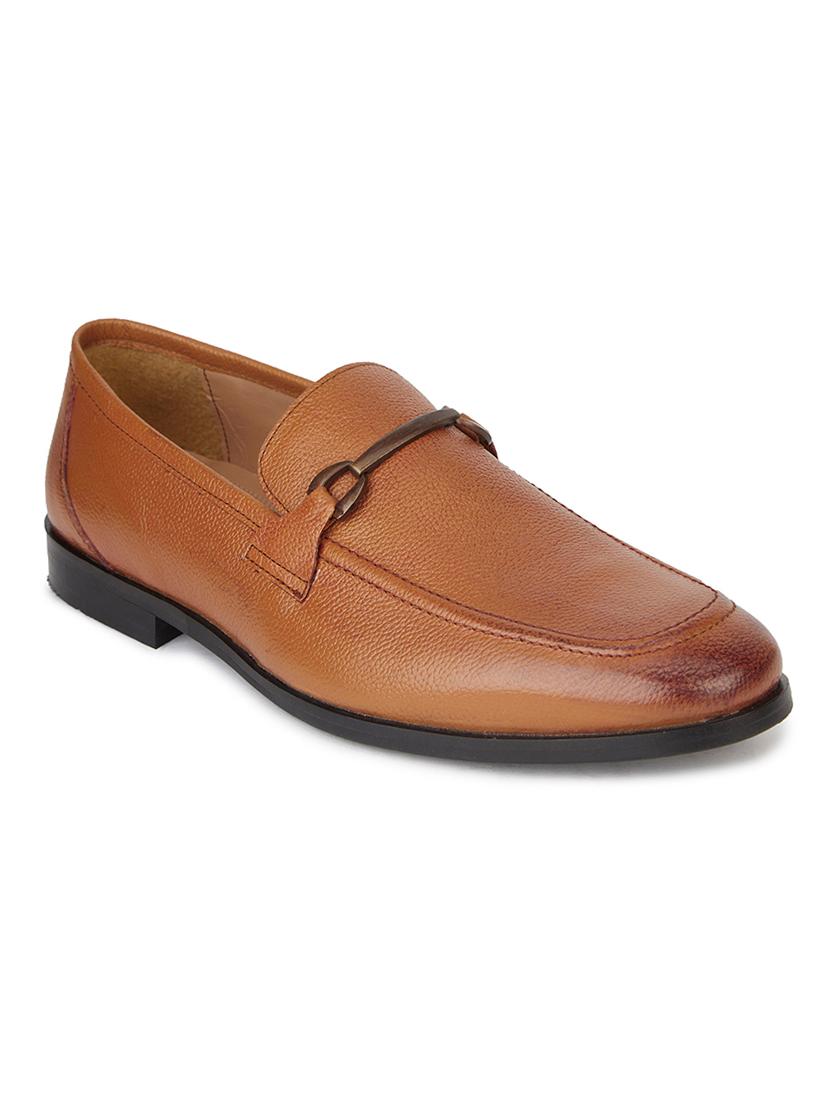 men solid tan slip on moccasin