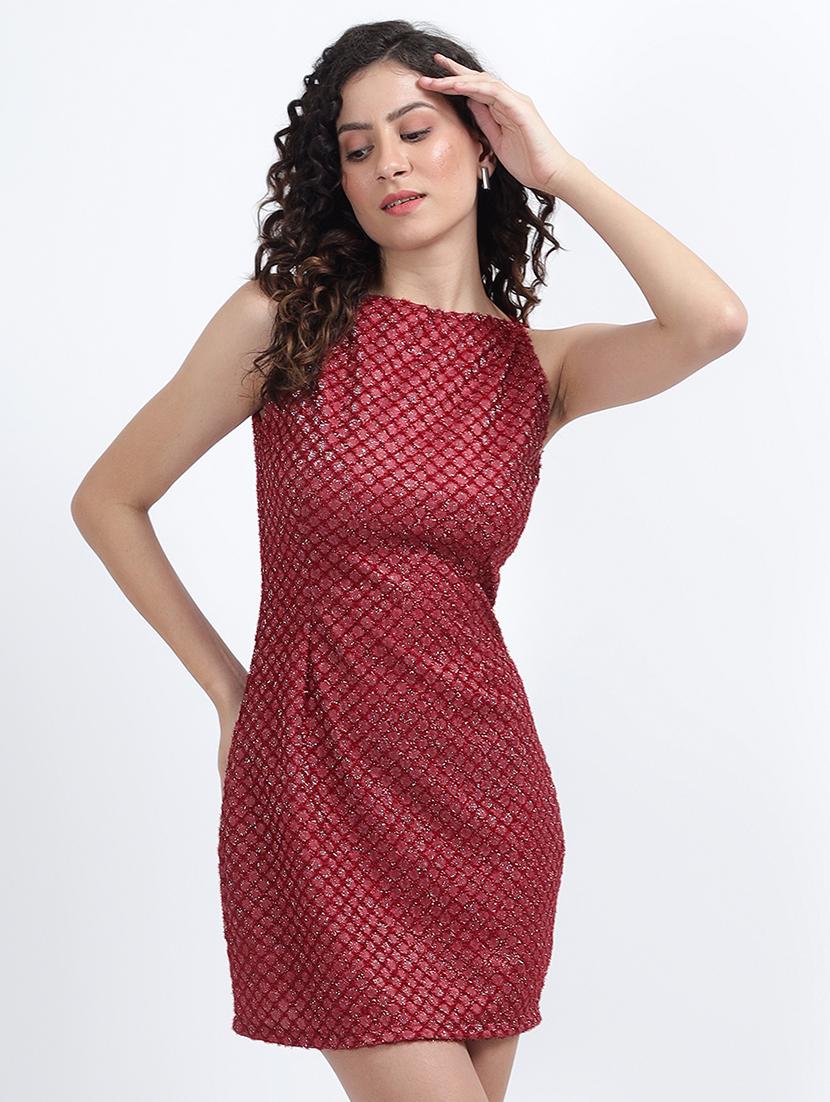 red self design bodycon dress - 20491618 -  Zoom Image - 0