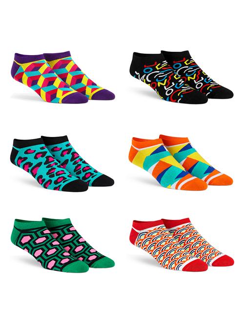 unisex multi colored ankle length socks combo - 20498278 - Standard Image - 0