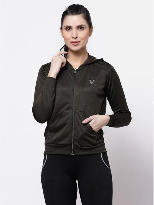 olive solid hooded regular jacket - 20501508 - Very Small Image - 1