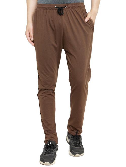 men brown cotton blend track pant - 20502221 - Very Small Image - 1
