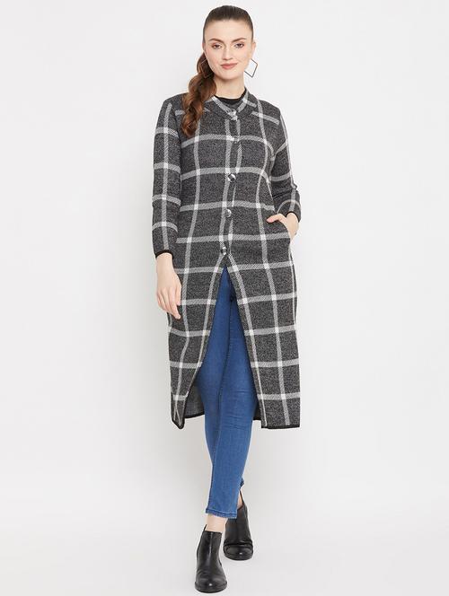 black self designed woolen cardigan - 20507077 - Very Small Image - 1