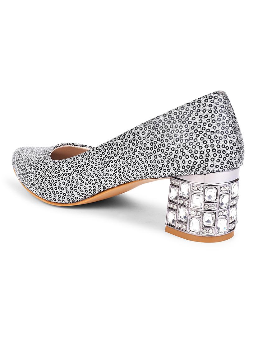 women grey embellished slip on pumps - 20508409 - Standard Image - 3