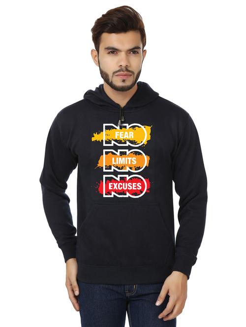 Men Blue Fleece Front Print Sweatshirt - 20511559 - Very Small Image - 1