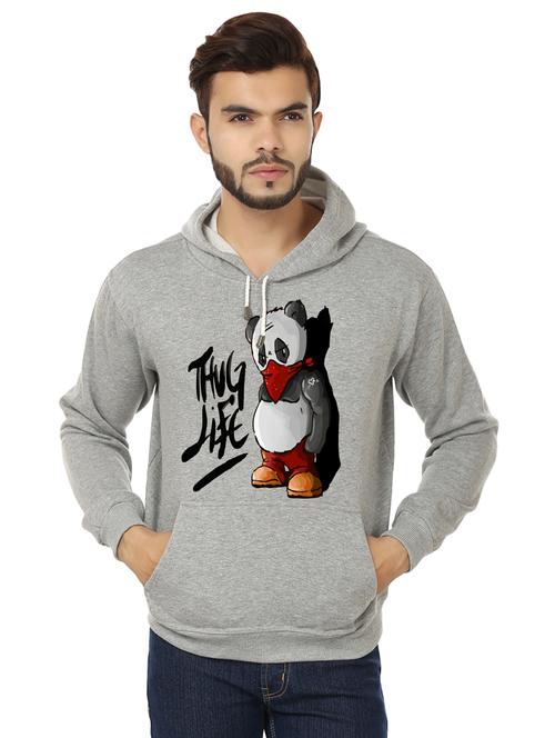 men grey fleece front print sweatshirt - 20511563 - Very Small Image - 1