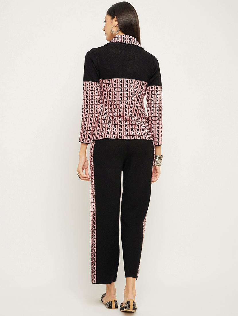 women self design printed buttoned top & trouser coord set - 20511589 - Standard Image - 2
