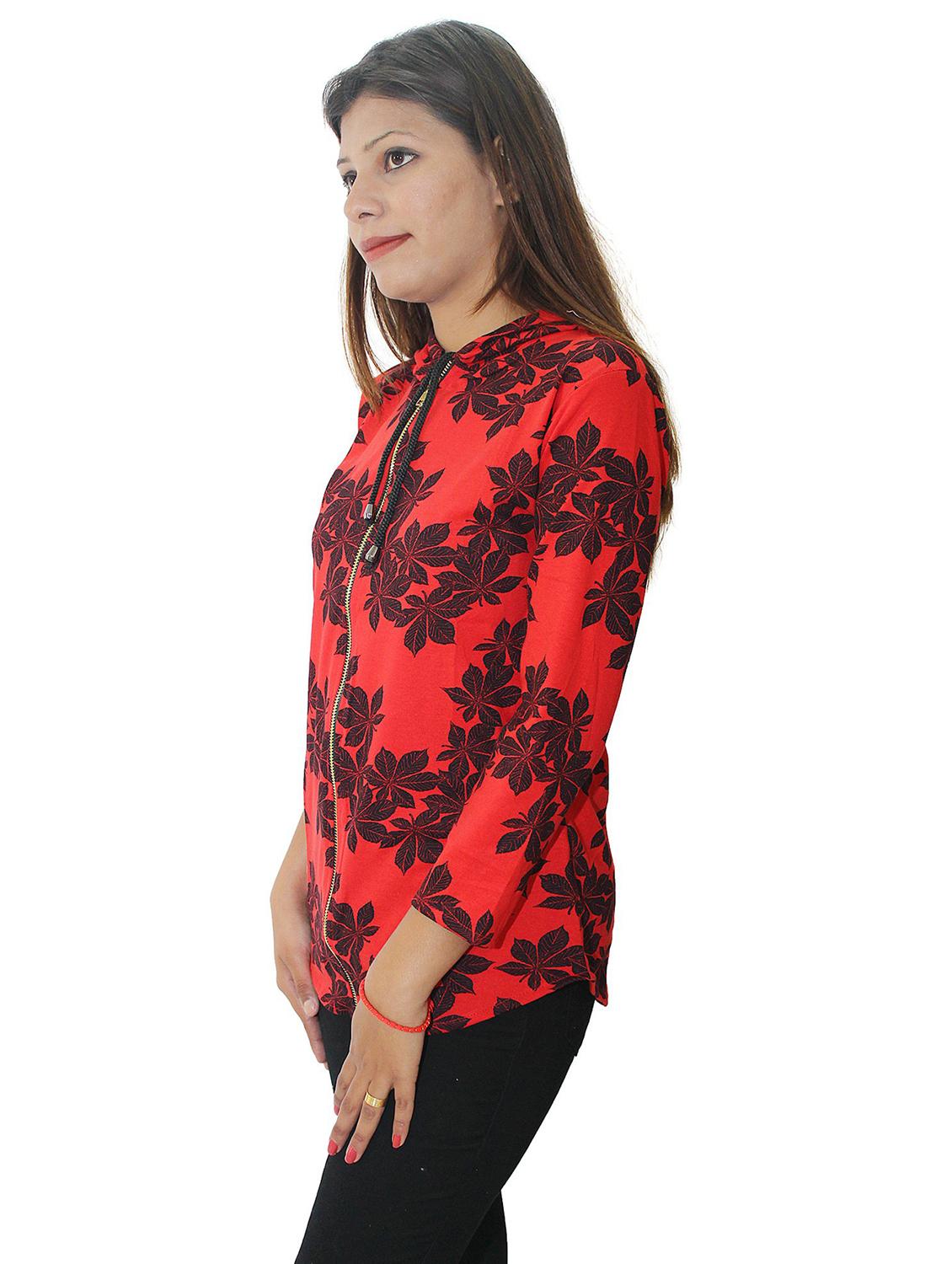 red long sleeve hooded sweatshirt - 20512413 - Zoom Image - 1
