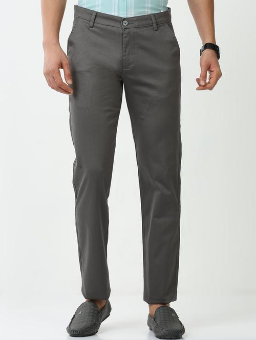 men mid rise cotton flat front casual trouser - 20519639 - Very Small Image - 1