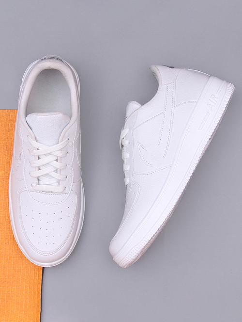 men solid white lace up sneaker - 20536439 - Very Small Image - 1