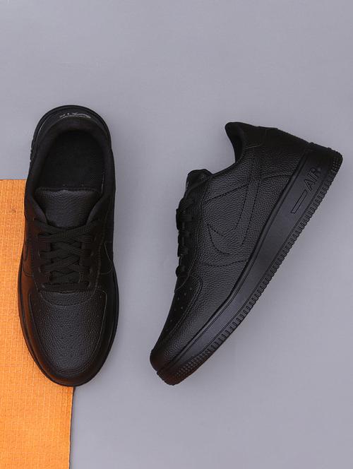 men solid black lace up sneaker - 20536441 - Very Small Image - 1