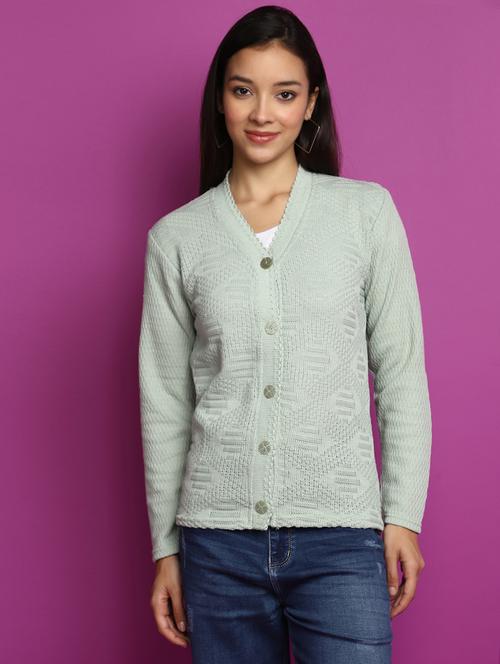 sea green polyester cardigan - 20536719 - Very Small Image - 1