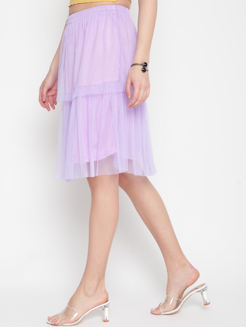 lavender net layered skirt - 20538695 - Zoom Image - 2