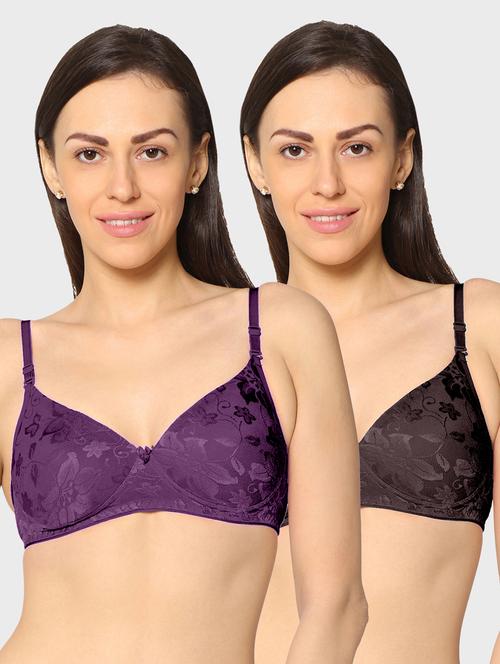 women pack of 2 lace work t-shirt bra - 20560477 - Very Small Image - 1