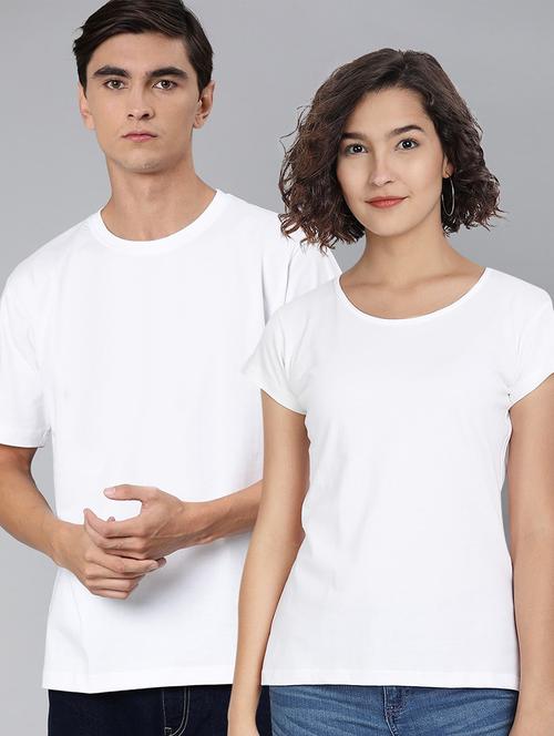 round neck solid couple t-shirts - 20563709 - Very Small Image - 1