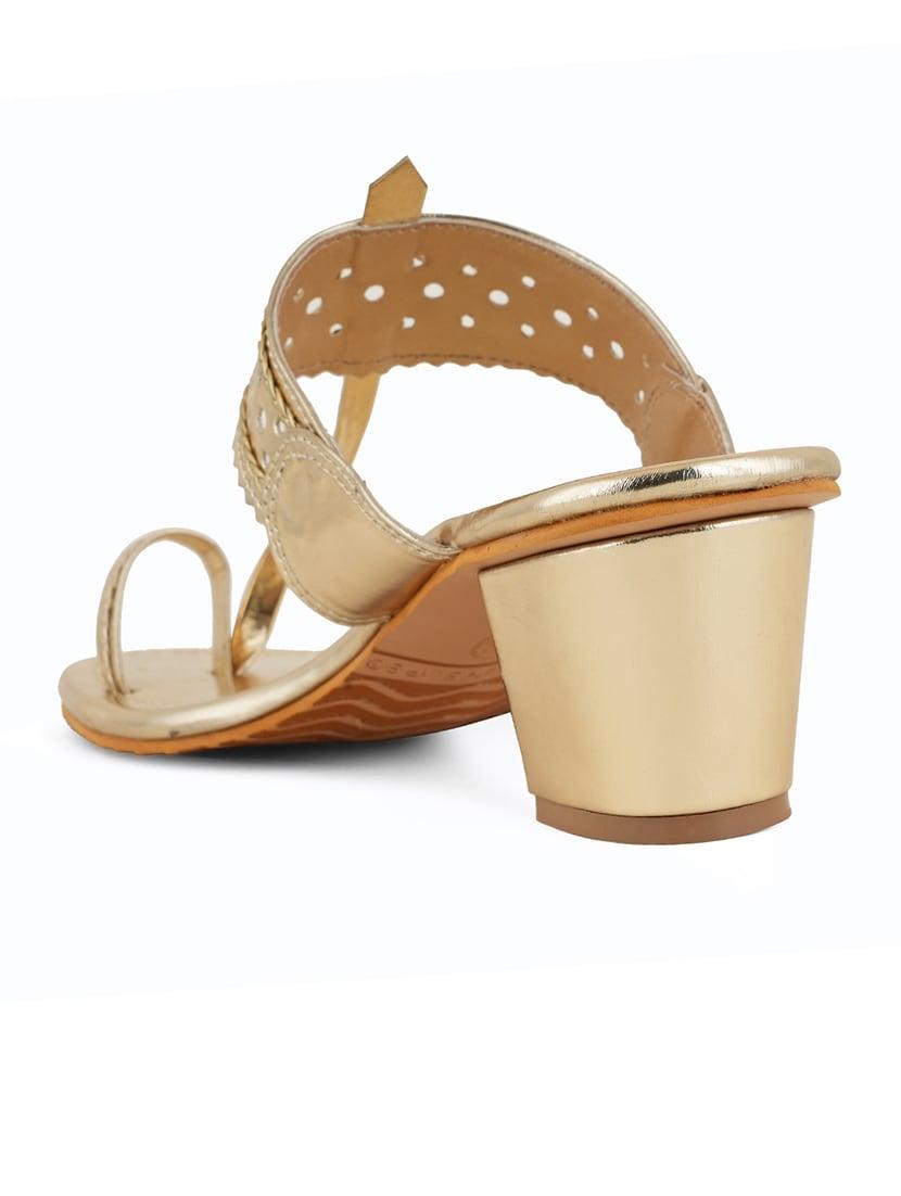 women gold strap detailed slip on sandal - 20569122 - Standard Image - 2