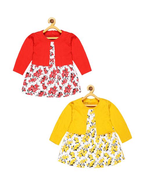 girls set of 2 floral printed multi coloured frock - 20569575 - Very Small Image - 1