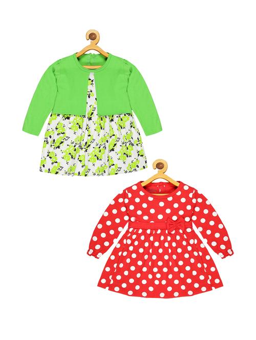 girls round neck long sleeves frock - 20569604 - Very Small Image - 1