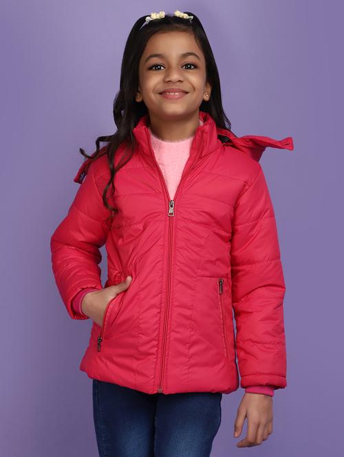 fuchsia solid hooded jacket - 20589949 - Very Small Image - 1