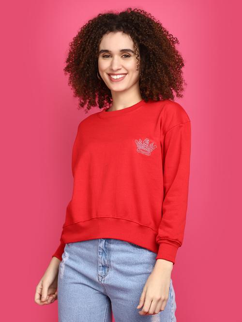 Women Round Neck Solid Sweatshirt - 20590010 - Very Small Image - 1