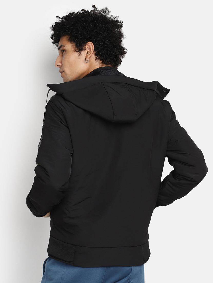 men black solid hooded jacket - 20594703 - Zoom Image - 3