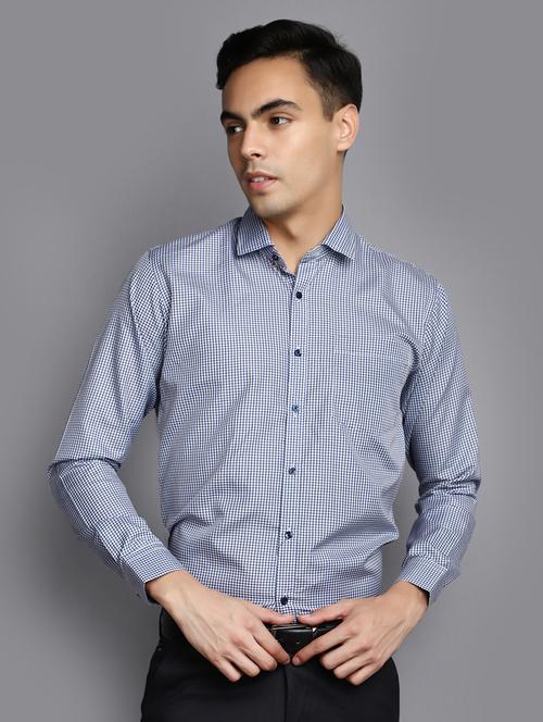 men navy blue regular fit checkered formal shirt - 20594906 - Very Small Image - 1