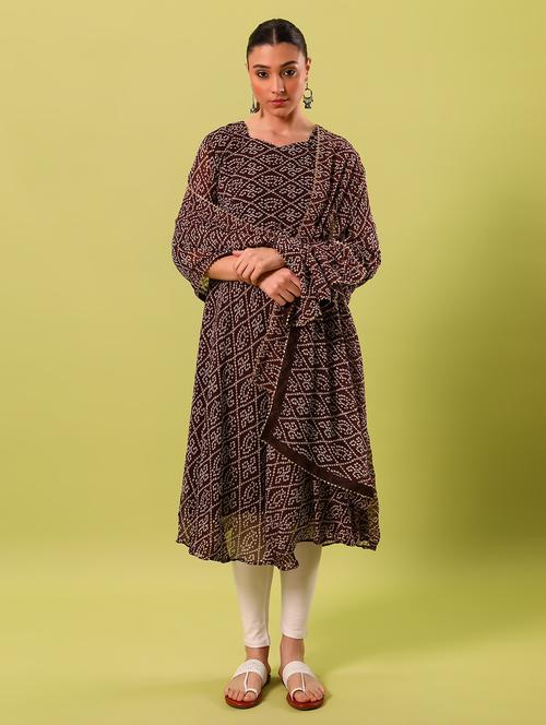 women three quarter sleeve kurta dupatta set - 20598442 - Standard Image - 0