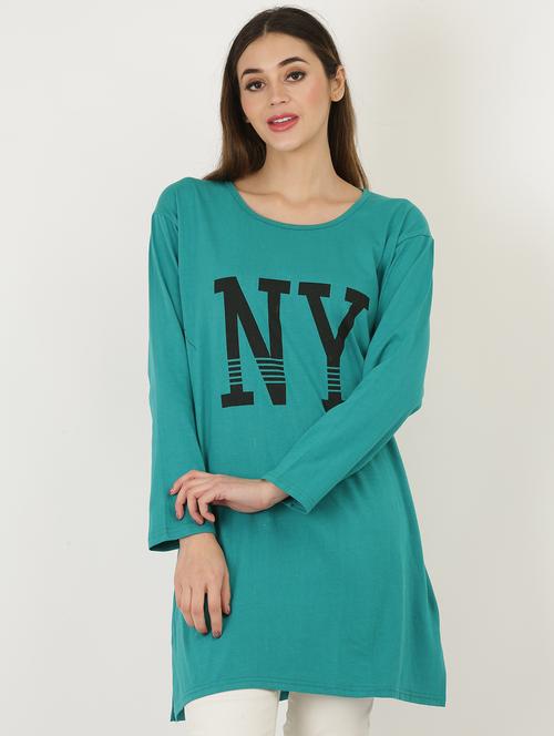 women front print long sleeves t-shirt - 20602434 - Very Small Image - 1