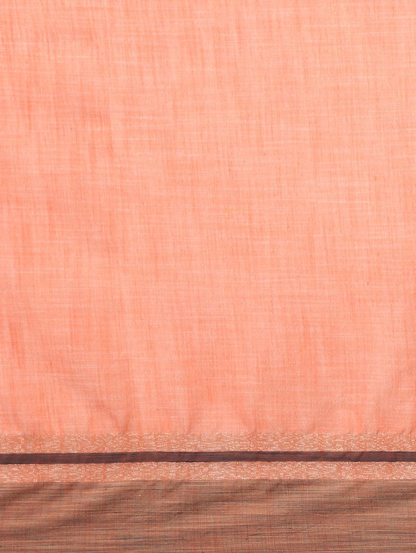 peach self design handloom saree with blouse - 20604312 - Standard Image - 6