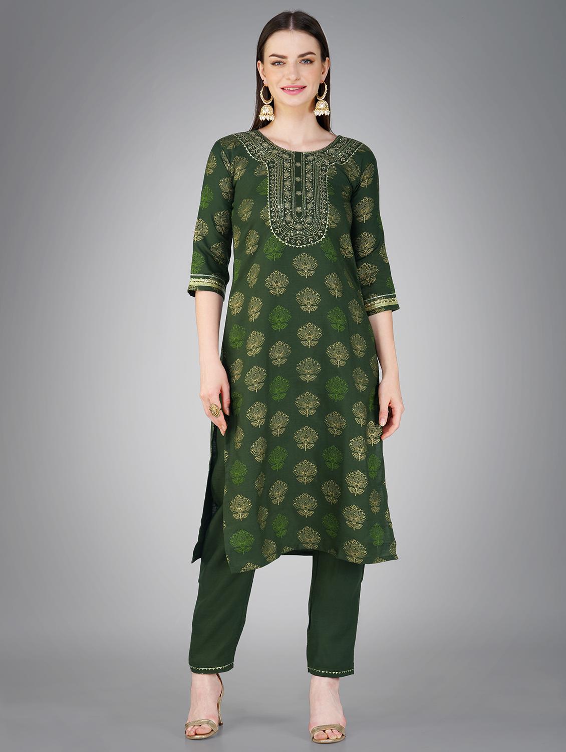 women three quarter sleeve kurta pant with dupatta set - 20605169 - Standard Image - 3