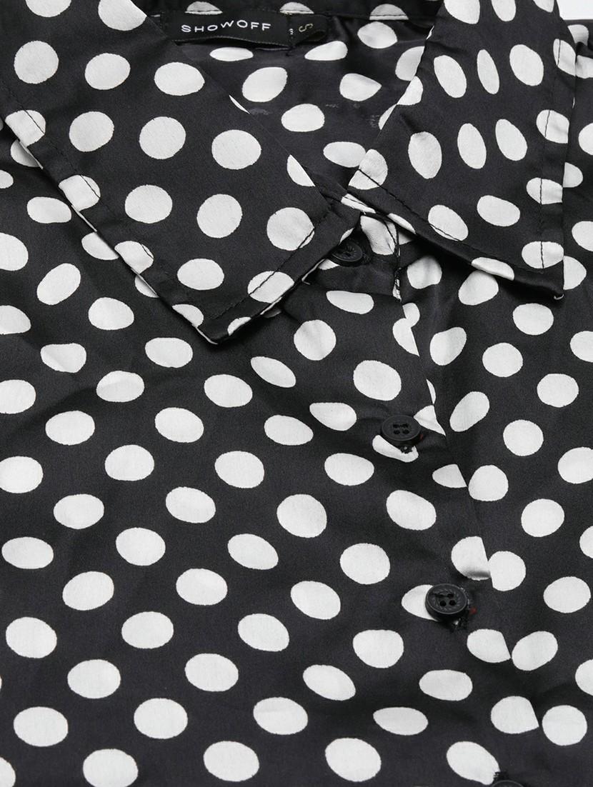 women black polka dot regular shirt - 20610506 - Zoom Image - 7
