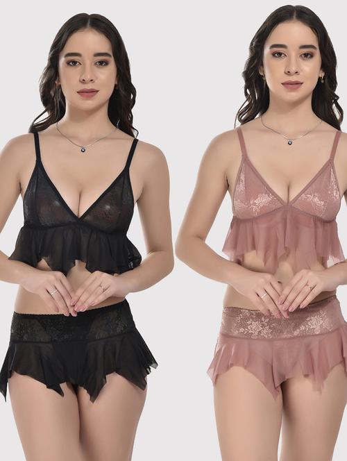 pack of 2 bralette and thongs set - 20611953 - Very Small Image - 1