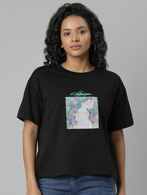 women black graphic boxy t-shirt - 20612613 - Very Small Image - 1